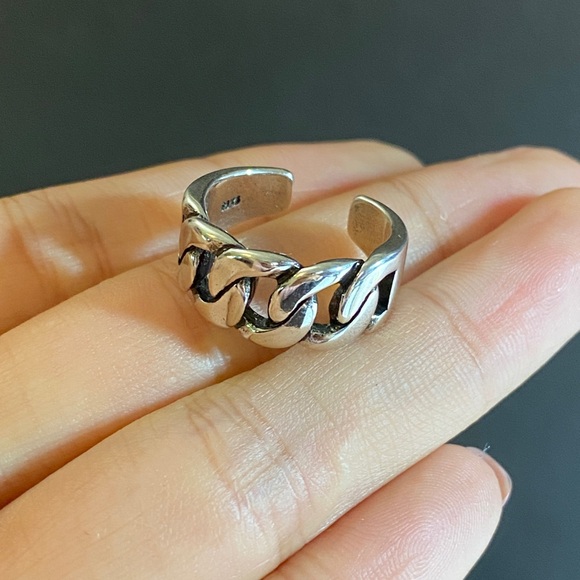 S925 Silver Chunky Open Ring,Big Silver Heart Ring for Wom… - Picture 4 of 6
